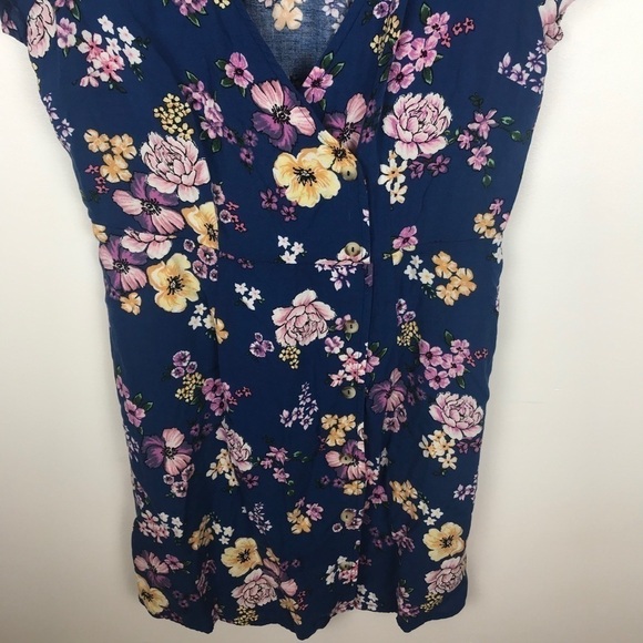 XHILARATION Blue Floral V- Neck Dress Size M - Picture 3 of 8